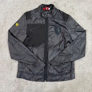 Puma Scuderia Ferrari Mens Black Windbreaker Racing Jacket Sport Lifestyle Large